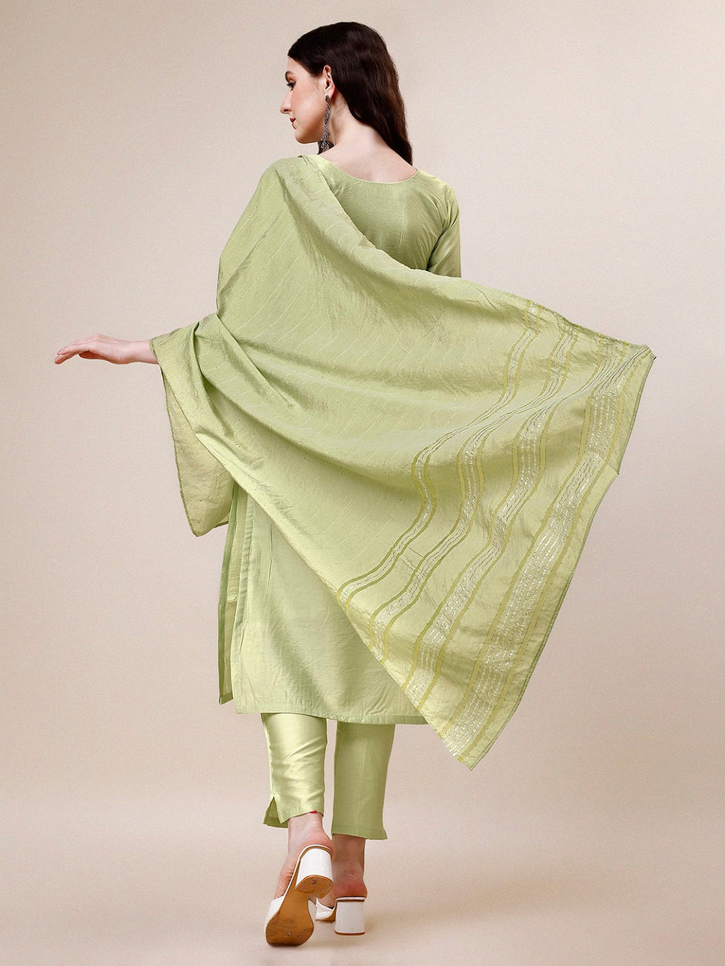 Embroidered Kurta With Pant And Dupatta Set, Multicolor - Hiral Fashion - Distacart