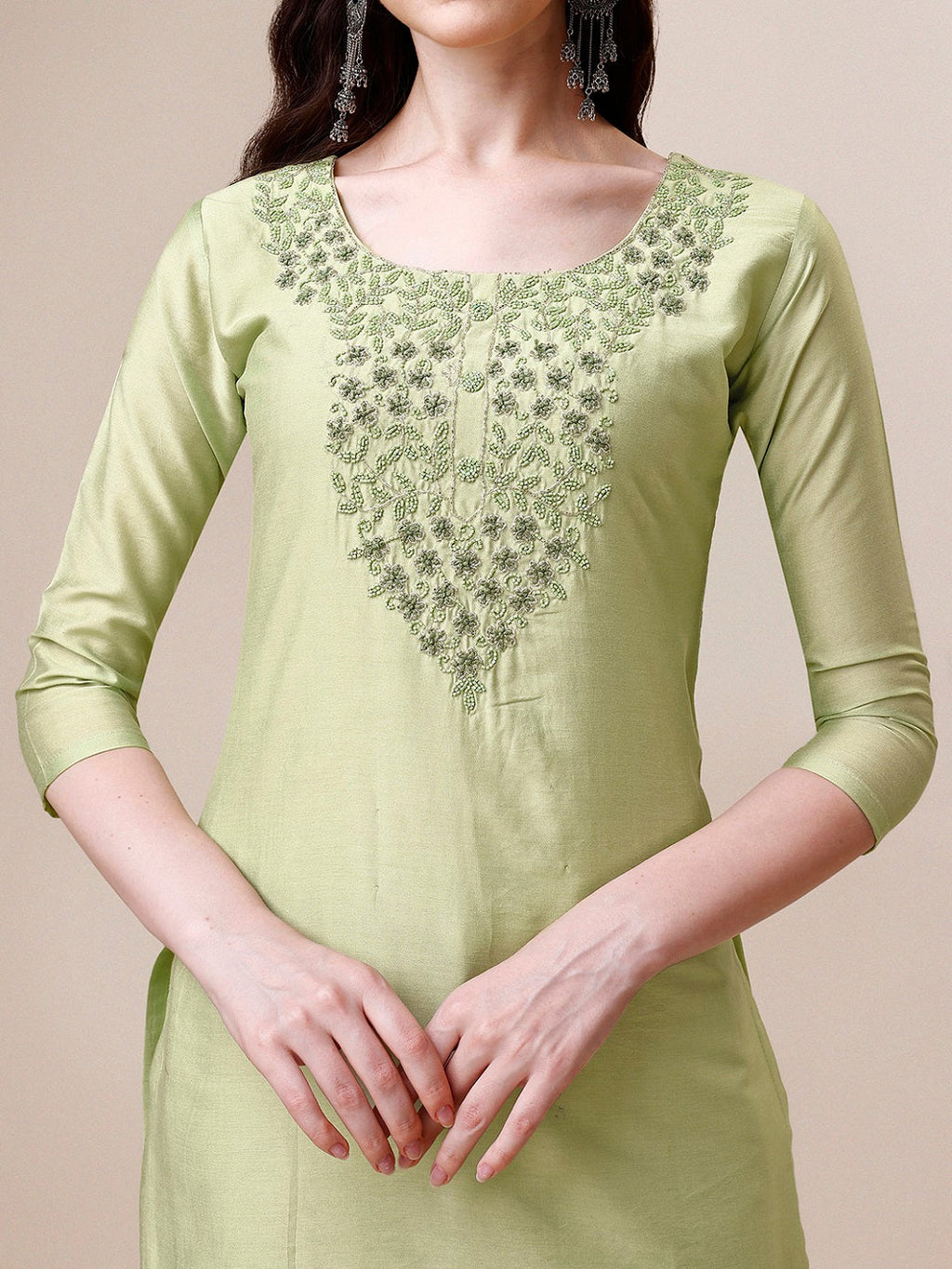 Embroidered Kurta With Pant And Dupatta Set, Multicolor - Hiral Fashion - Distacart
