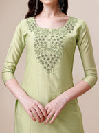 Embroidered Kurta With Pant And Dupatta Set, Multicolor - Hiral Fashion - Distacart