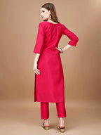 Hand Embroidered Kurta With Pant & Banarasi Dupatta Premium, Multicolor - Hiral Fashion
