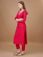 Hand Embroidered Kurta With Pant & Banarasi Dupatta Premium, Multicolor - Hiral Fashion
