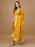 Hand Embroidered Kurta With Pant & Banarasi Dupatta Premium, Multicolor - Hiral Fashion