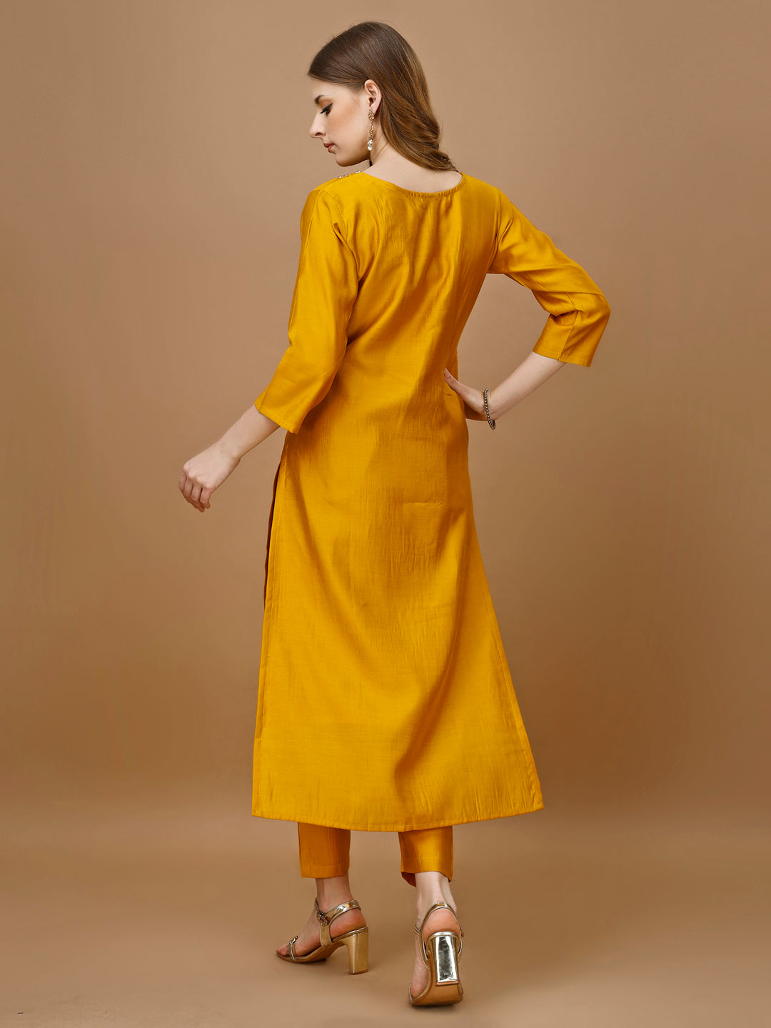 Hand Embroidered Kurta With Pant & Banarasi Dupatta Premium, Multicolor - Hiral Fashion
