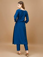 Hand Embroidered Kurta With Pant & Banarasi Dupatta Premium, Multicolor - Hiral Fashion