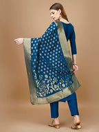 Hand Embroidered Kurta With Pant & Banarasi Dupatta Premium, Multicolor - Hiral Fashion