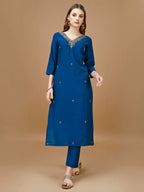 Hand Embroidered Kurta With Pant & Banarasi Dupatta Premium, Multicolor - Hiral Fashion