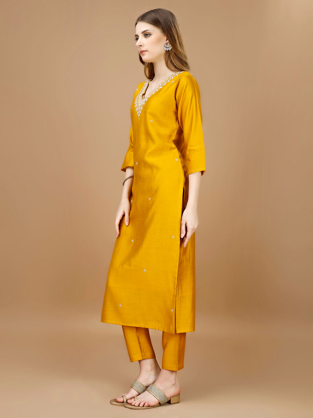 Hand Embroidered Kurta With Pant & Banarasi Dupatta Premium, Multicolor - Hiral Fashion - Distacart