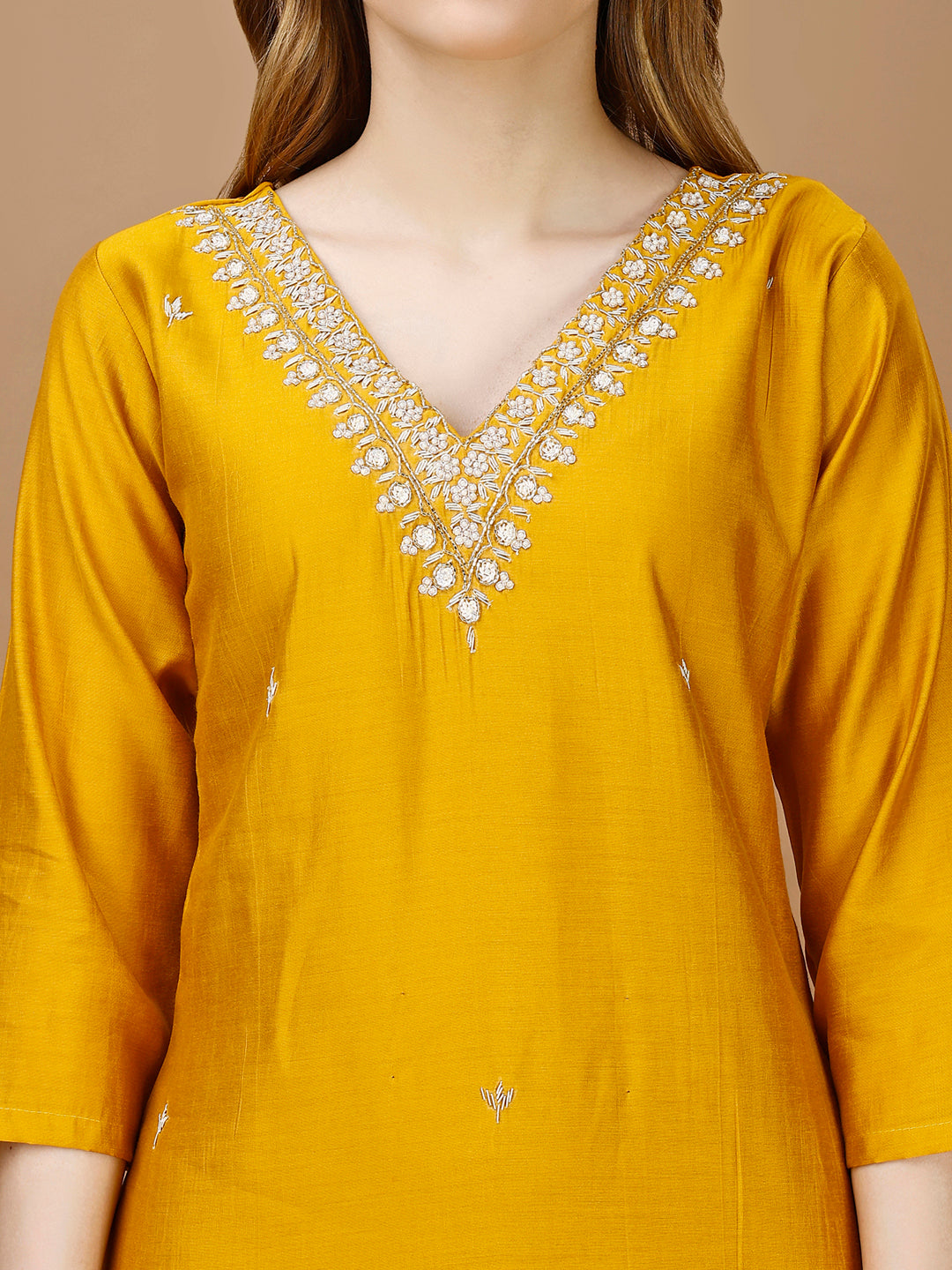 Hand Embroidered Kurta With Pant & Banarasi Dupatta Premium, Multicolor - Hiral Fashion - Distacart