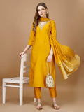 Hand Embroidered Kurta With Pant & Banarasi Dupatta Premium, Multicolor - Hiral Fashion - Distacart