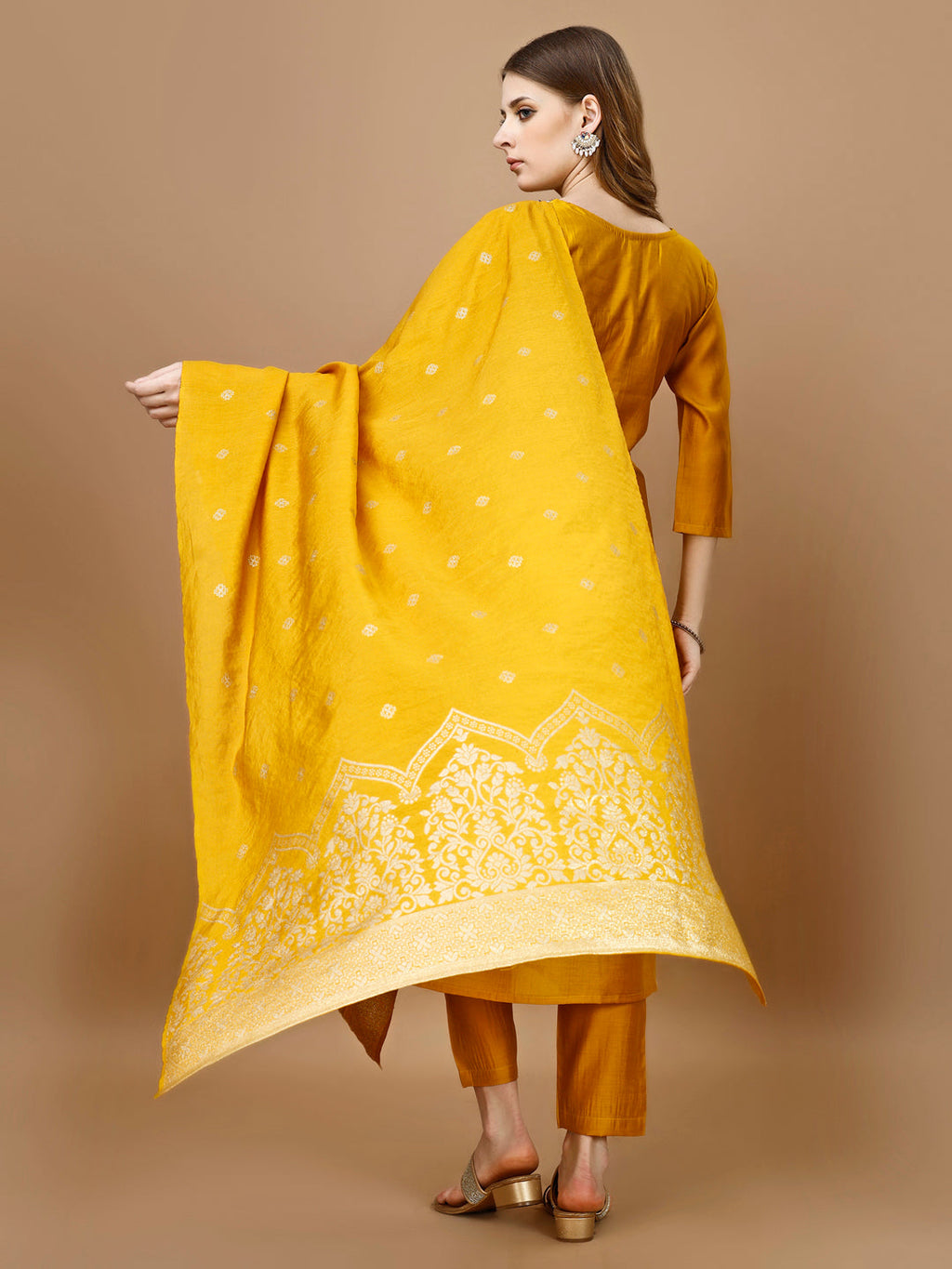 Hand Embroidered Kurta With Pant & Banarasi Dupatta Premium, Multicolor - Hiral Fashion - Distacart