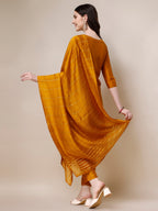 Hand Embroidered Kurta With Pant And Dupatta Set, Multicolor - Hiral Fashion - Distacart