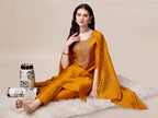 Hand Embroidered Kurta With Pant And Dupatta Set, Multicolor - Hiral Fashion - Distacart