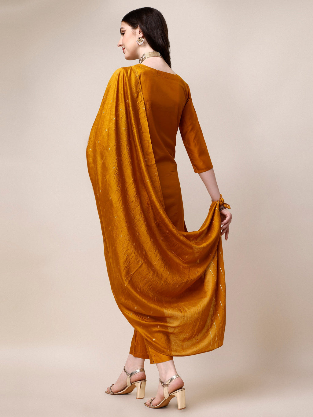Hand Embroidered Kurta With Pant And Dupatta Set, Multicolor - Hiral Fashion - Distacart