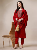 Hand Embroidered Kurta With Pant And Dupatta Set, Multicolor - Hiral Fashion