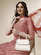 Embroidered & Leheriya Kurta With Pant And Dupatta Set, Multicolor - Hiral Fashion - Distacart