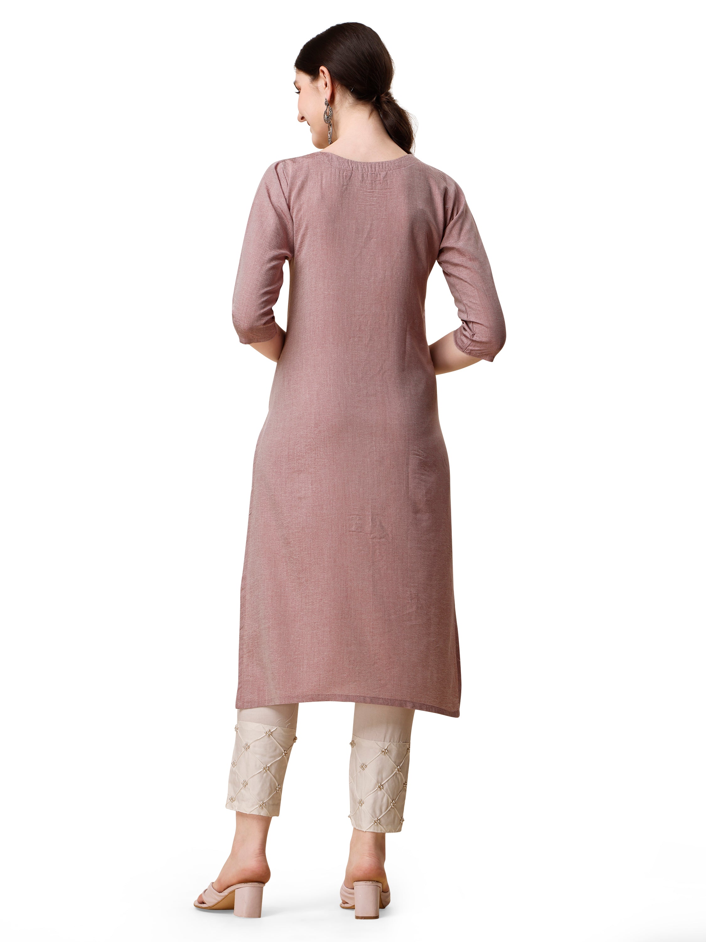 Embroidered Kurta With Moti Embellished Pant And Dupatta Set, Multicolor - Hiral Fashion