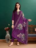 Hand Embroidered Kurta With Pant & Organza Printed Dupatta Premium, Multicolor - Hiral Fashion