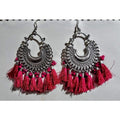Half Moon Pink Color Silk Thread Earrings
