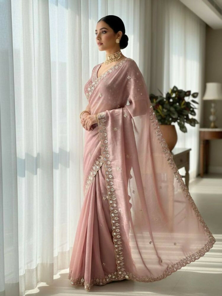 Joban Fashion Maroon Fandy Satin Silk Party Wear Sarees - Distacart