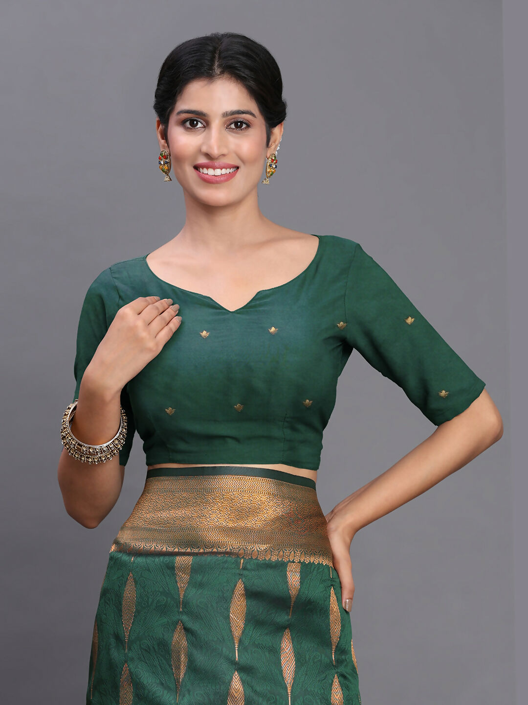 Shree Shyam Fashion Silk Dark Green Saree - Distacart