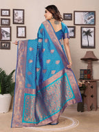 Joban Fashion Banarasi Royal Blue Woven Soft Silk Saree - Distacart