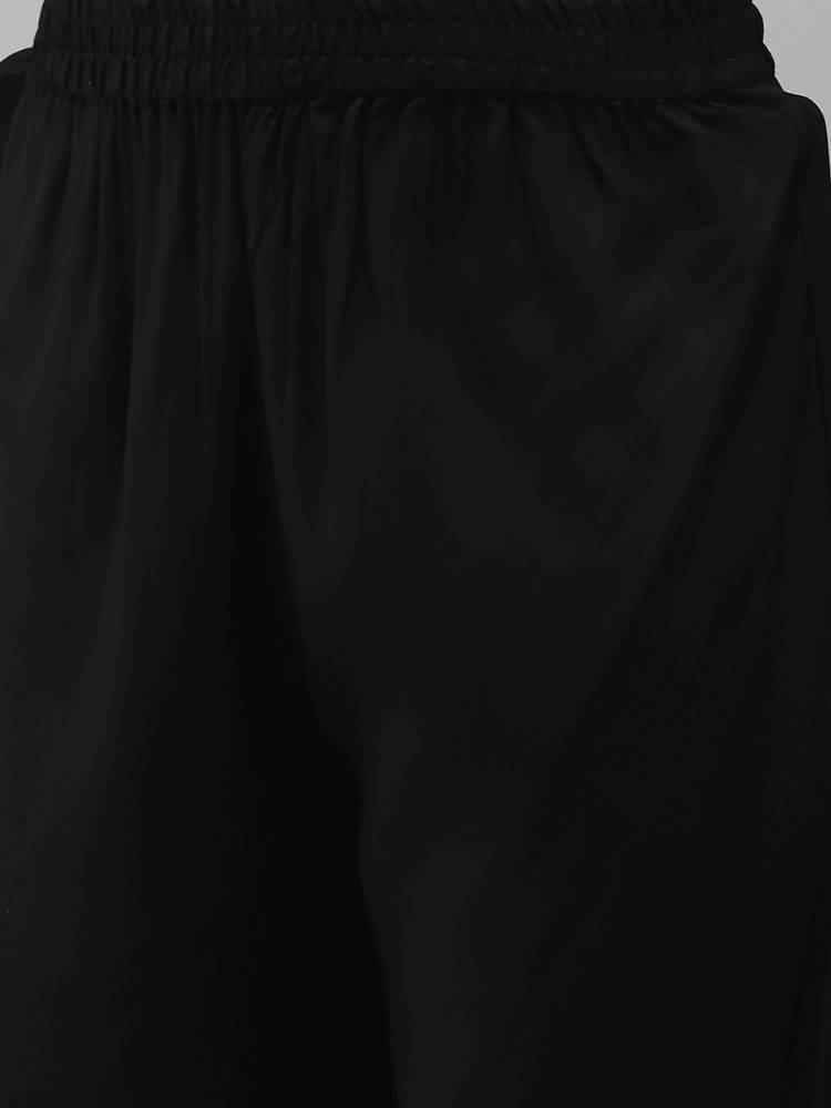 Yufta Women Black Yoke Design Thread Work Kurta with Trouser