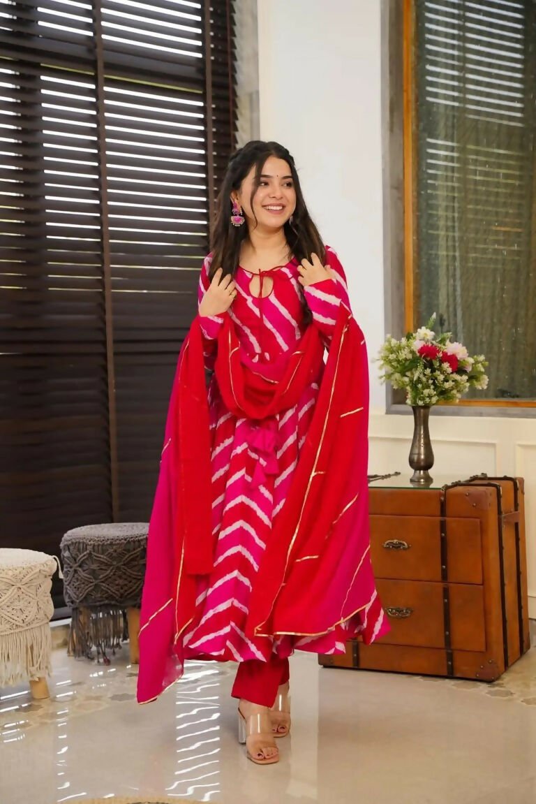 Aayaa Designer Printed Tebby Silk Suit - Multi Color