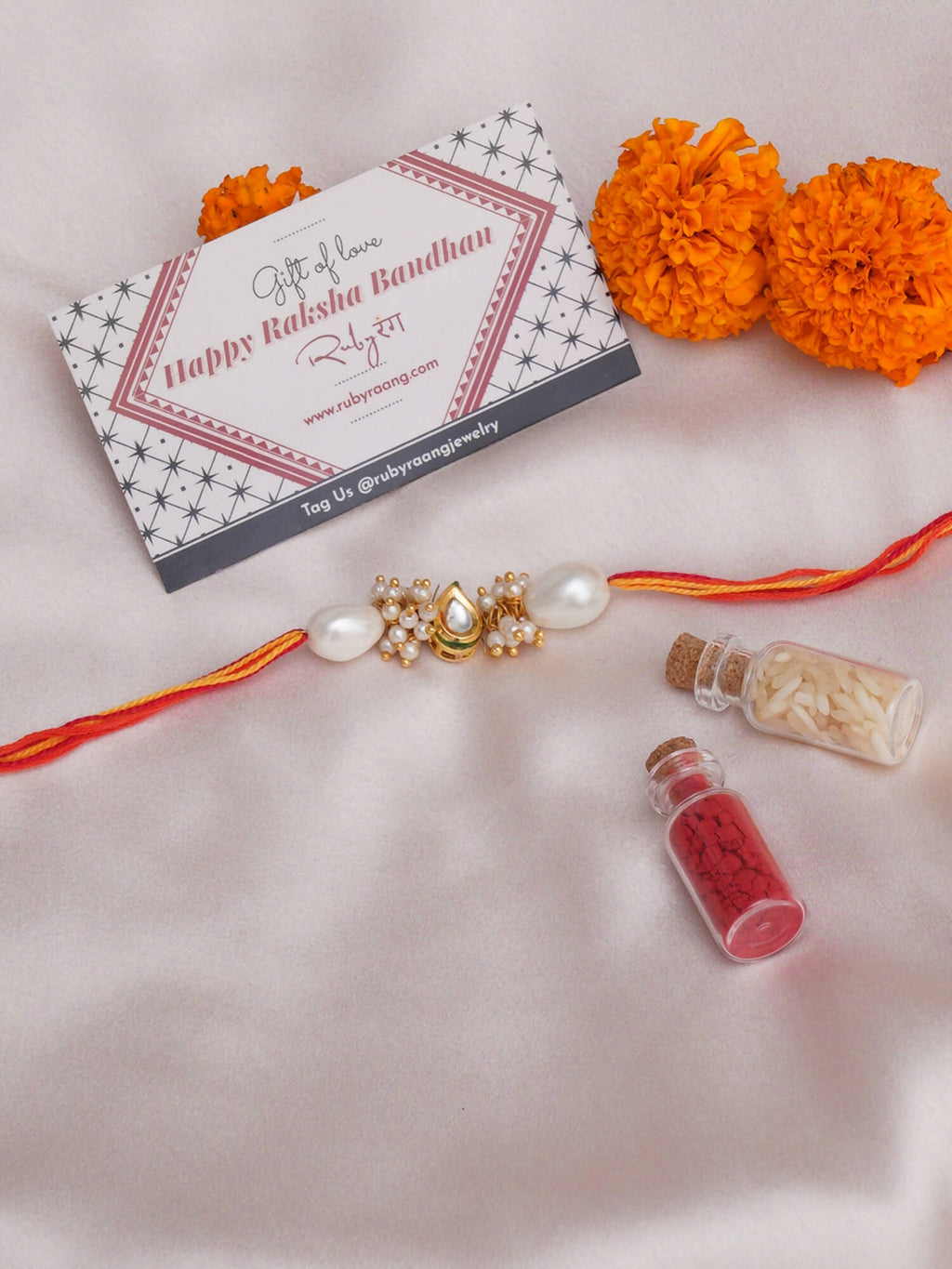 Designer kundan Rakhi - Ruby Raang - Distacart