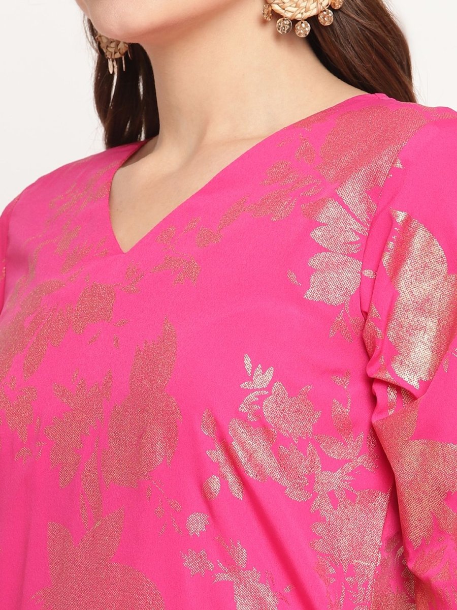 Ahalyaa Dark Pink Crepe Printed Salwar Suit Sets With Dupatta