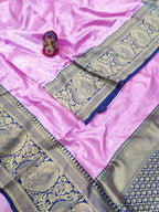 DEIANA'S Beautiful Designer Golden zari Soft Lichi Silk Saree - Pink