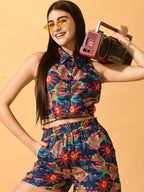 Myshka Women's Multi Printed Top With Shorts
