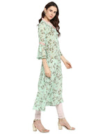 Ahalyaa Women's Yellow Geogette Digital Print Kurta - Distacart