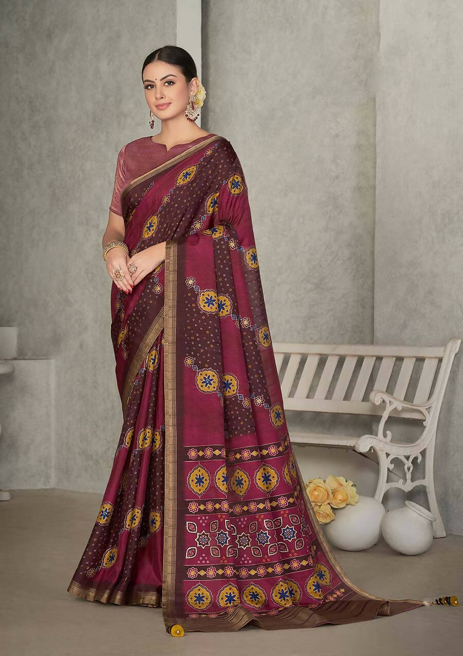 Maroon Rangkat Tussar Silk Woven Design Saree with Unstitched Blouse - Mohmanthan Eshani