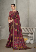 Maroon Rangkat Tussar Silk Woven Design Saree with Unstitched Blouse - Mohmanthan Eshani
