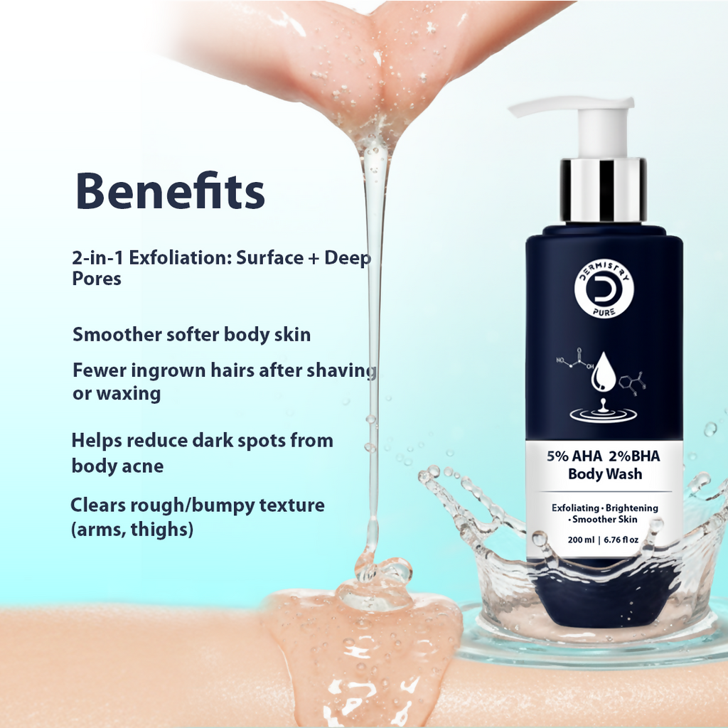 Dermistry 5% AHA 2% BHA Exfoliating D Tan Detan Acne Removal Body Wash For Oily All and Strawberry Skin - Distacart