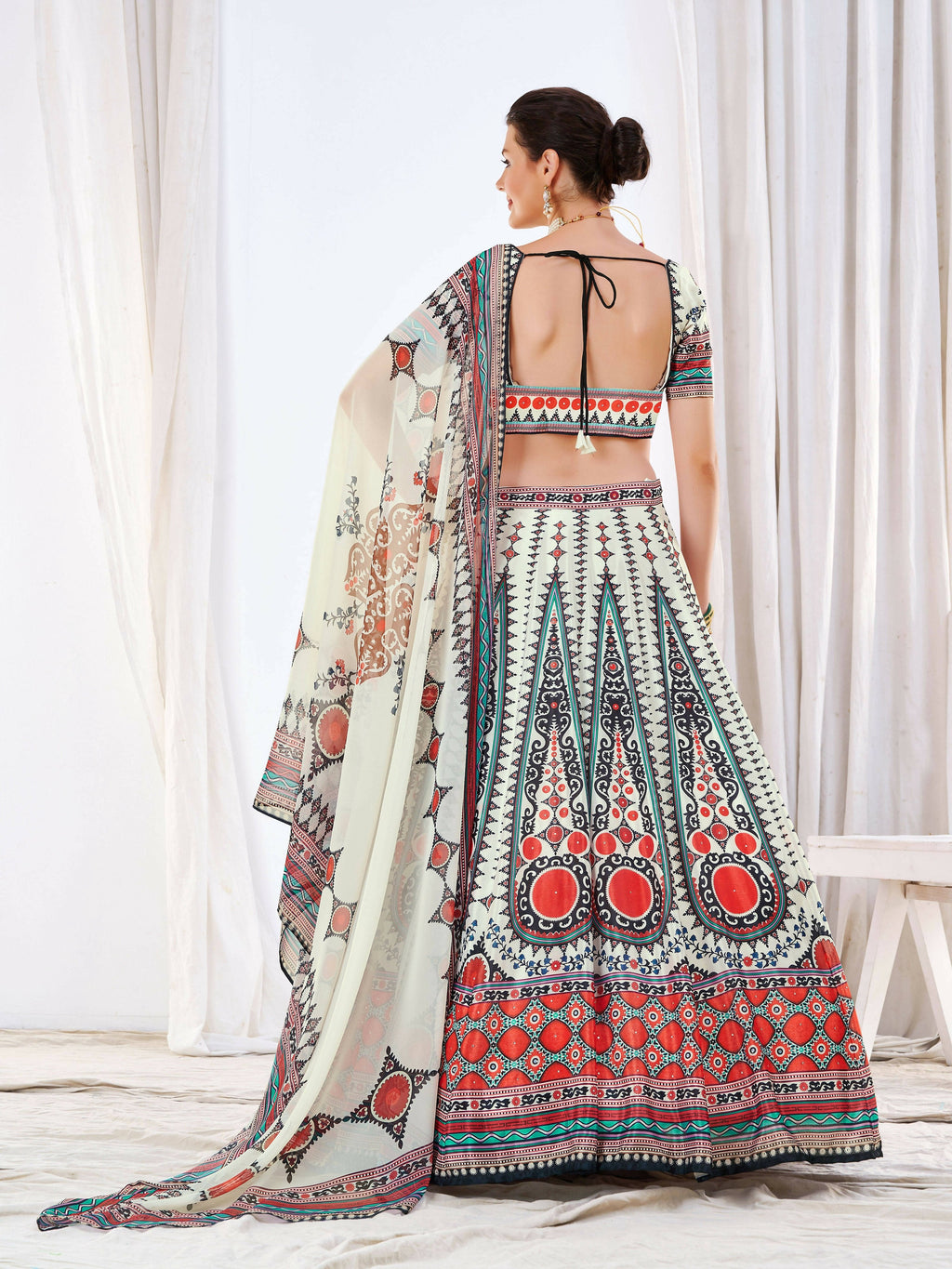 Wedding Designer White Chinon Lehengha Choli - Anbazaar - Distacart