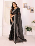 Vedant Vastram Georgette Embroidered & Sequin work Bollywood Fancy Saree - Black