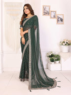 Vedant Vastram Georgette Embroidered & Sequin work Bollywood Fancy Saree - Green