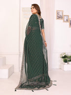 Vedant Vastram Georgette Embroidered & Sequin work Bollywood Fancy Saree - Green