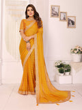 Vedant Vastram Georgette Embroidered & Sequin work Bollywood Fancy Saree - Mustard