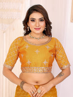 Vedant Vastram Georgette Embroidered & Sequin work Bollywood Fancy Saree - Mustard