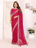 Vedant Vastram Georgette Embroidered & Sequin work Bollywood Fancy Saree - Pink