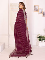 Vedant Vastram Georgette Embroidered & Sequin work Bollywood Fancy Saree - Wine