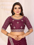 Vedant Vastram Georgette Embroidered & Sequin work Bollywood Fancy Saree - Wine