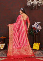 Lorenvalley Fashion Magenta Organza Silk Woven Design with Rich Meenakari Weaving Pallu Saree