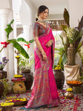 Anaita Magenta Silk Woven Saree With Blouse - Distacart