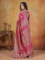 Anaita Magenta Silk Blend Woven Saree With Blouse - Distacart