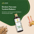 Kerala Ayurveda Mahamascha Thailam massage oil bottle with ingredients on a green and beige background