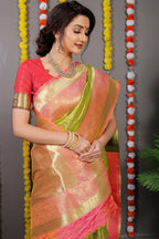 Anaita Green Woven Design Pure Silk Banarasi Saree With Blouse - Distacart