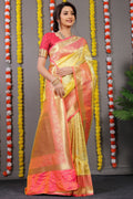 Anaita Yellow Woven Design Pure Silk Banarasi Saree With Blouse - Distacart